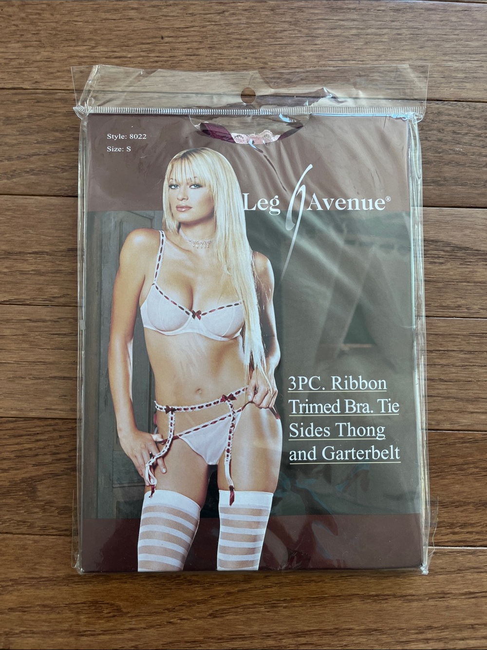 Leg Avenue 3-Piece Ribbon Trim Lingerie Set in Light Pink